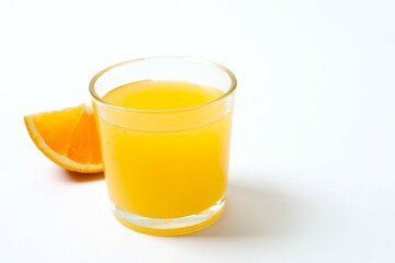 Glass of freshly squeezed orange juice on the table with citrus fruits