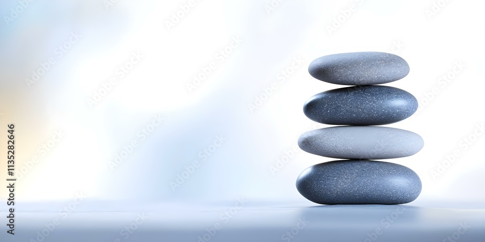 Aufkleber a stack of four smooth stones arranged vertically on a light background, creating a sense of balance