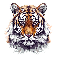 Flat vector tiger, isolated on a white background.