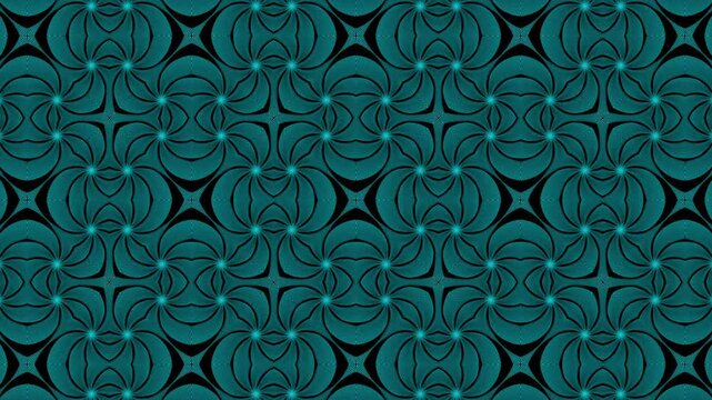Mandala Turquoise Teal patr&oacute;n floral en tela negro es ideal para la decoraci&oacute;n del hogar, dise&ntilde;o de moda, y los proyectos creativos que necesitan un elemento llamativo.