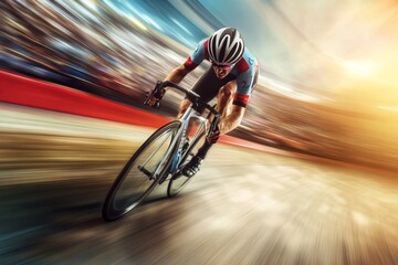 Cyclist in Action: Extreme Speed on the Track