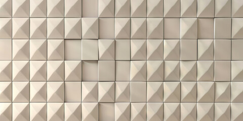 Fototapeta premium Beige Pyramidal Tile Wall with Flat Tile Anomaly