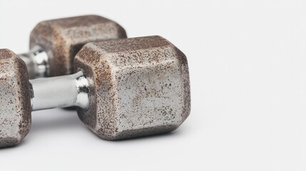 Rustic Hexagonal Dumbbells Fitness Equipment Close-Up