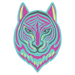 Colorful tiger head line art illustration
