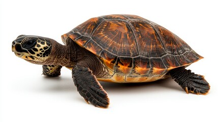 Obraz premium Juvenile Hawksbill Sea Turtle on White Background