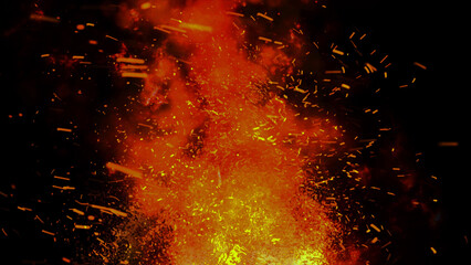 Bright fiery sparks and voluminous smoke rise to the sky creating a warm effect and immersing you in its atmosphere.
