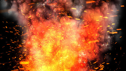 Bright fiery sparks and voluminous smoke rise to the sky creating a warm effect and immersing you in its atmosphere.
