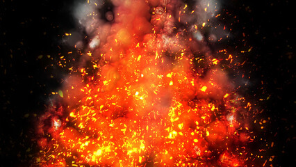 Bright fiery sparks and voluminous smoke rise to the sky creating a warm effect and immersing you in its atmosphere.
