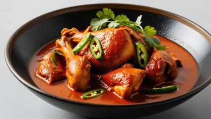 Fototapeta premium Spicy chicken curry recipe kitchen food photography indoor close-up culinary art