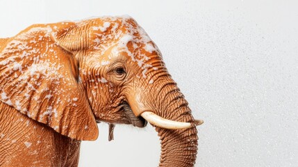 African Elephant Showering in Soapy Water Bubbles
