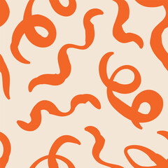 Seamless abstract pattern with squiggles and scribbles. Weaved curved lines. Chaotic ink scribbles decorative texture. Messy doodles, wavy and curly lines.