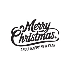 Vector Typographic lettering composition of  Merry Christmas and Happy New Year