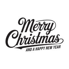 Vector Typographic lettering composition of  Merry Christmas and Happy New Year