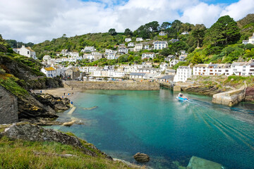 The historic fishing village and harbour of Polperro, on the Polperro Heritage Coastline in south Cornwall, UK.