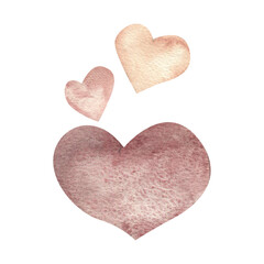 Valentines day abstract watercolor heart illustration. Hand drawn composition with isolated heart, festive and romantic concept design. Couple lovers, family and friends card, invitation design