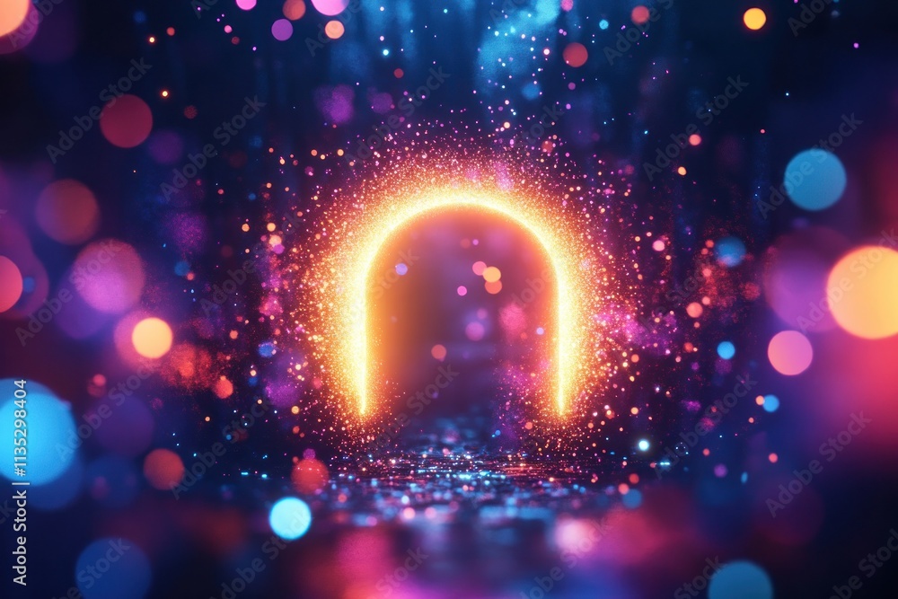 Aufkleber glowing archway with colorful bokeh lights and sparkles creating a magical and dreamy atmosphere for