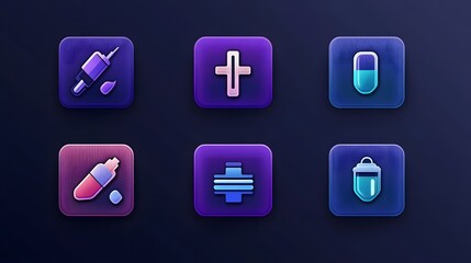 Stylized syringes and medical icons in vibrant shades reflecting healthcare and wellness