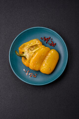 Yellow sweet pepper cut in half and grilled with salt, spices and herbs