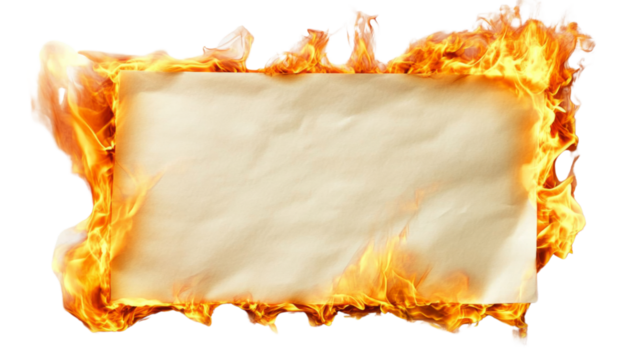 Paper on Fire , isolated on transparent background
