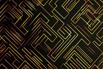 Abstract dark geometric background featuring glowing golden lines and sparkles, creating a modern, futuristic, and elegant design.
