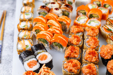 fFesh sushi set traditional japanese food