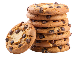 chocolate chip cookies isolated on white