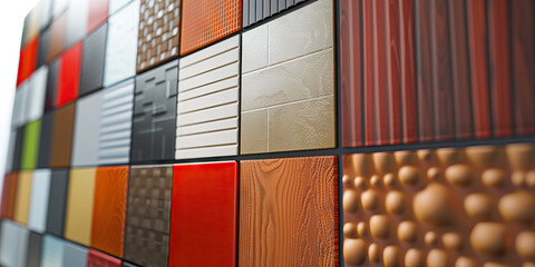 Obraz premium Wall Panel Sample Array: Diverse Textures and Colors
