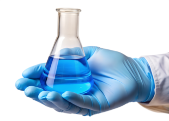 scientist in laboratory with test tubes