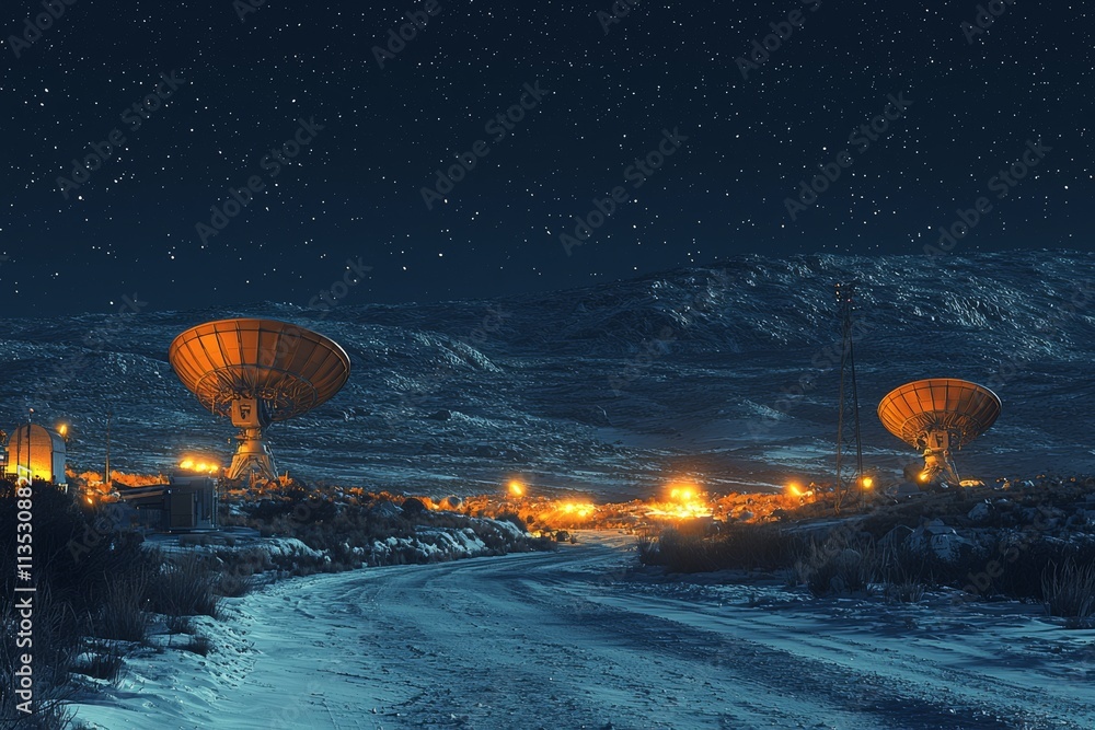 Wall mural an stock image of a radio telescope directed towards the sky.