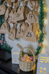 DIY Christmas Advent Calendar made of paper bags.