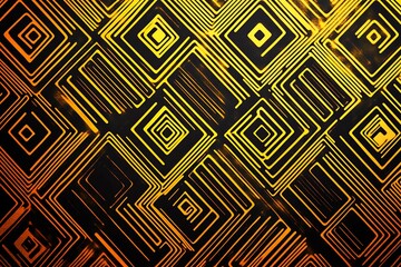 Obraz premium Abstract dark geometric background featuring glowing golden lines and sparkles, creating a modern, futuristic, and elegant design.