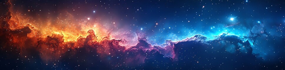 Obraz premium A galaxy backdrop featuring a realistic nebula and luminous stars, creating a blue nebula starry sky, perfect for technology and sci-fi themes.