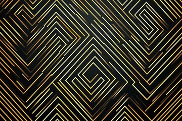 Abstract dark geometric background featuring glowing golden lines and sparkles, creating a modern, futuristic, and elegant design.