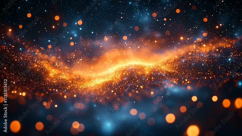 Poster a scene of deep space with a radiant web of stars and distant galaxies, emphasizing the intricate ar