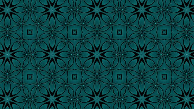 Repetici&oacute;n de mandala patr&oacute;n floral verde azulado, con la l&iacute;nea intrincada
sobre fondo negro. Adecuado para el papel pintado, textil, y papeler&iacute;a
dise&ntilde;os.