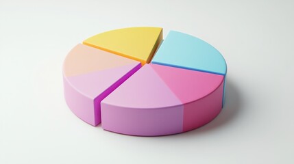 Obraz premium Colorful pie chart is showing market share with a modern pastel color palette on a white background