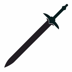 Sword Vector Silhouette on White Background – Icon Illustration Design
