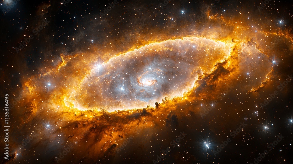 Wall mural investigating the brilliant colors and energetic shapes of remote galaxies in the far reaches of spa