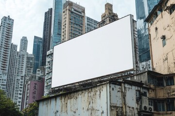 Obraz premium Blank billboard on building in city.