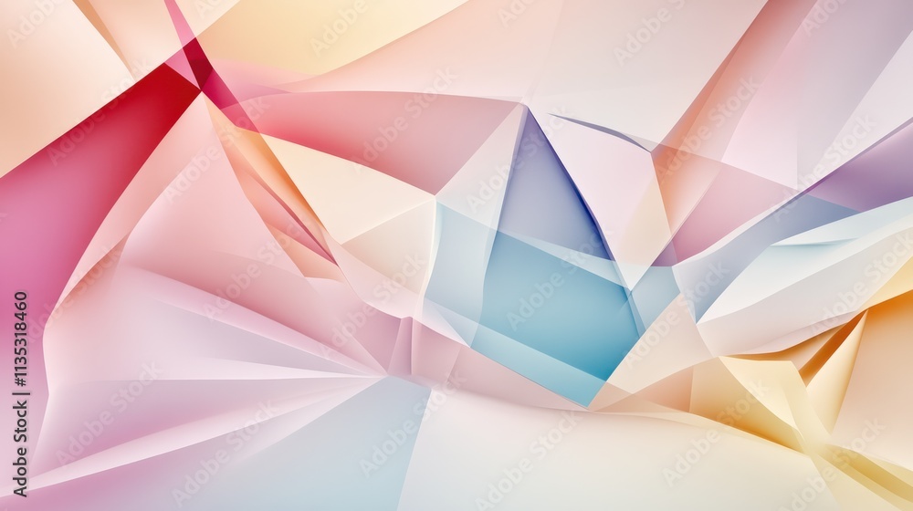 Poster geometric 3d smooth pastel shapes. abstract background with light colour palette. generative ai