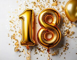 Golden number 18 balloon