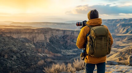 Portrait of an experienced nature photographer in a mountain