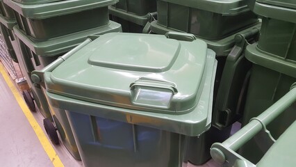 zielony plastikowy kubeł na śmieci