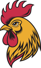Fototapeta premium A retro rainbow rooster vector illustration.