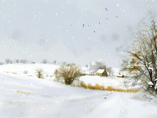 Winter Wonderland in the Country Midwest Farm Prairie Snow 