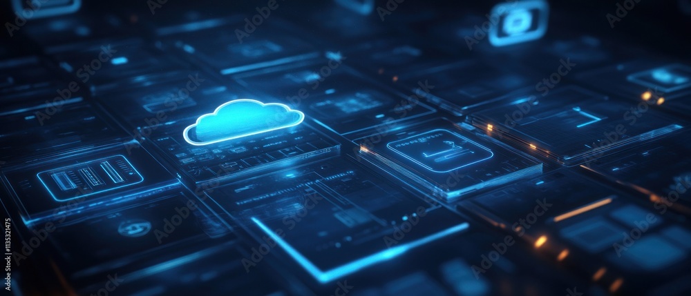 Poster cloud computing network data digital technology.
