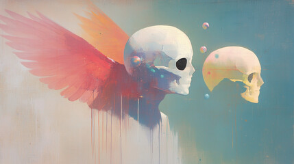 Floating Angel Skulls