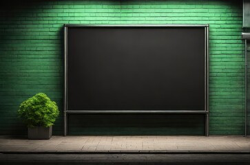 blackboard on brick wall, copy space
