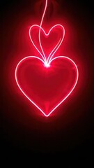 Glowing red neon heart on dark background Valentine's Day theme, love, love heart