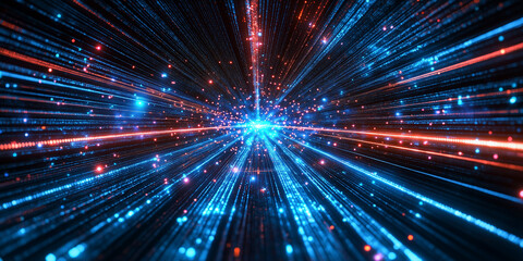 Image futuristic background Blue light track fiber optic high speed line futuristic explosion